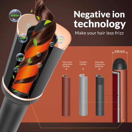 Automatic Curling Iron Electric Automatically Curly Tongs Hair Curler Machine Portable Professional Auto Rotating Wand Curl