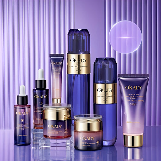 [Hydrating Facial Care Set] 8pcs Hydrating Facial Care Set - Moisturizing Skincare Collection for All Skin Types with Hyaluronic Acid & Glycerin - Hypoallergenic Formula for Day or Night Use