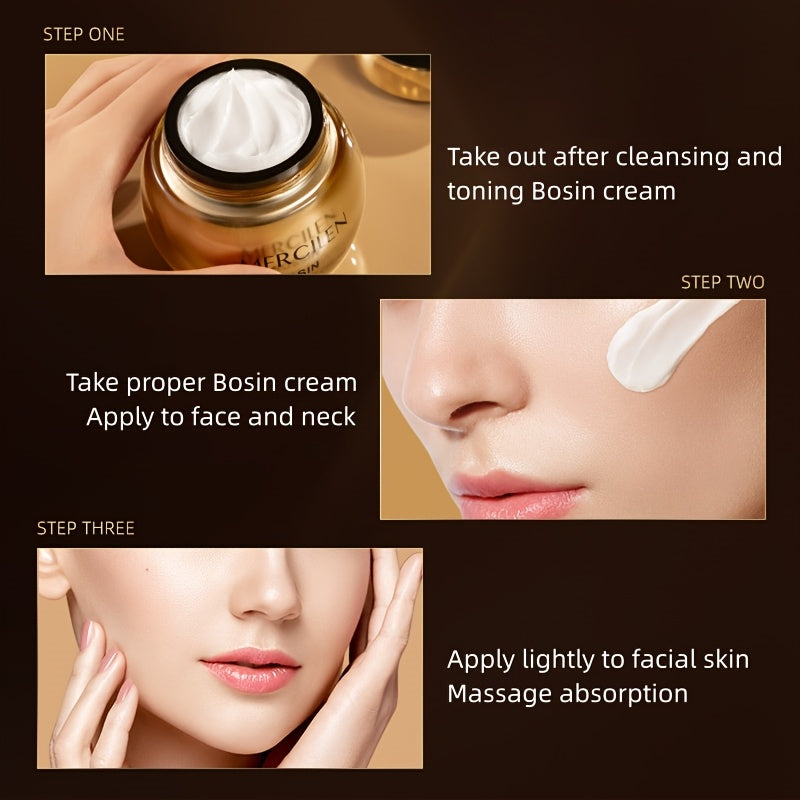 Bosin Moisturizer 50g, containing collagen, vegetable squalane, hyaluronic acid and sea fennel ingredients, deep moisturizing and moisturizing facial Light Beige skincare, make Light Beige younger looking