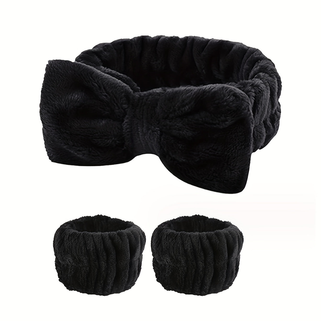 24pcs/Set Plush Headband Wristbands Set, Coral Fleece Headband And Wristbands For Washing Face Skincare Spa Wear