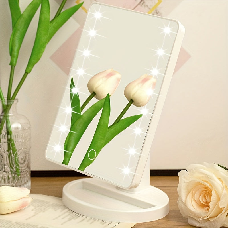 1pc Makeup Mirror light, Battery power & USB Dual-use Beauty Mirror with 3 brightness,Touch Screen Vanity Mirror, Brightness Adjustable Cosmetic Light Up Mirror, Portable Dormitory Bedroom Desktop Vanity Mirror with Light,Mot