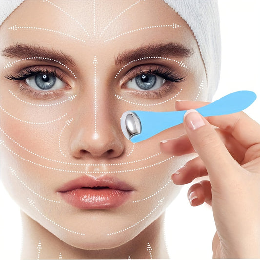 1pc Double Head Stainless Steel Ice Roller Eye Massage Stick Dual-Use Face Cream Eye Cream Spoon Face Ice Dressing Beauty Stick Eye Massage Tool, Beauty, Facial Massage, Sleek Design, Dualuse Tool, Highquality Rollers, Durabl