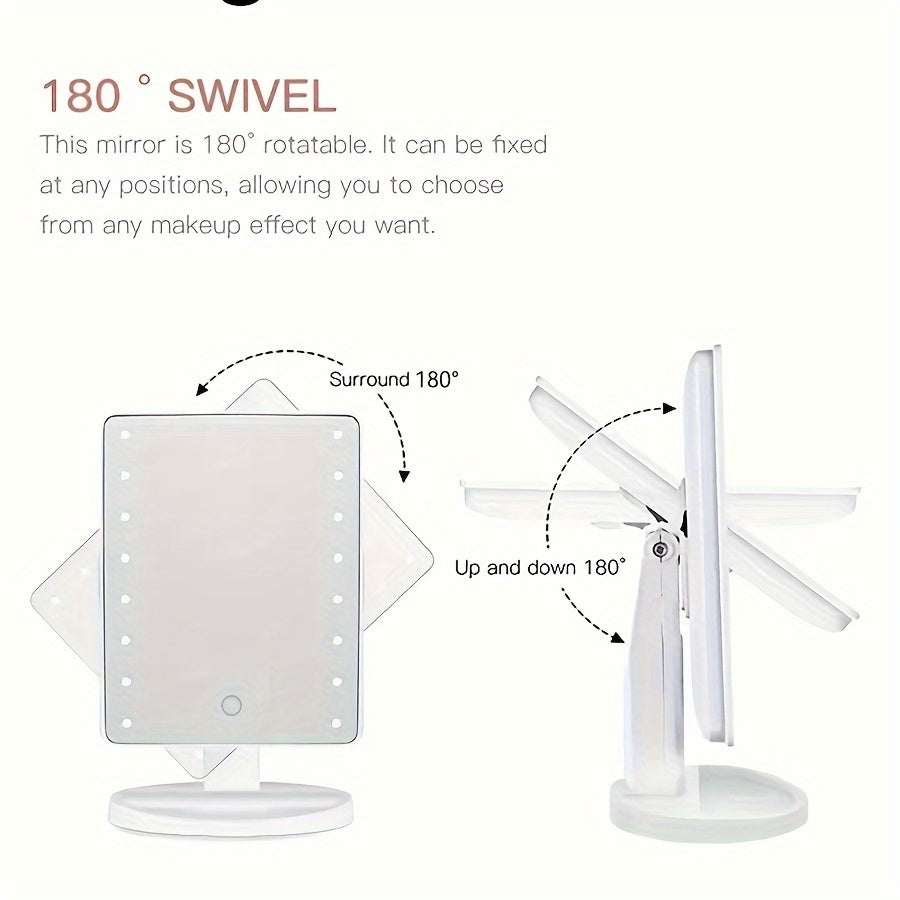 1pc Makeup Mirror light, Battery power & USB Dual-use Beauty Mirror with 3 brightness,Touch Screen Vanity Mirror, Brightness Adjustable Cosmetic Light Up Mirror, Portable Dormitory Bedroom Desktop Vanity Mirror with Light,Mot