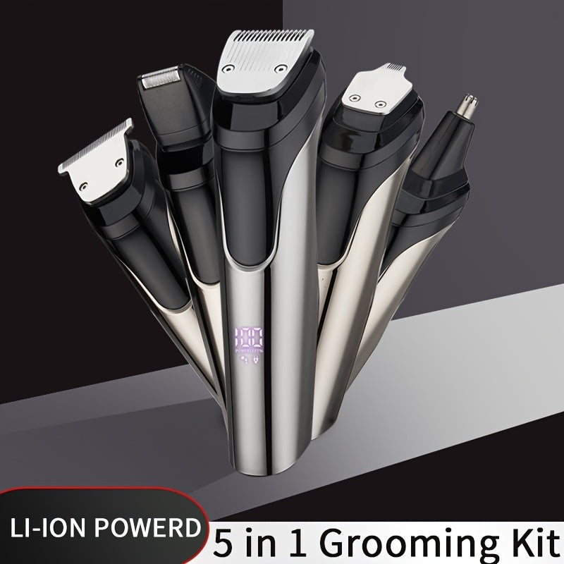 Beard Trimmer For Men, All-in-One Men's Hair Clipper Hair Trimmer, Mustache Body Nose Ear Facial Cutting Shaver, Electric Razor Grooming Kit, USB Rechargeable Cordless & Led Display, Holiday Gift For Him Father's Day Gift