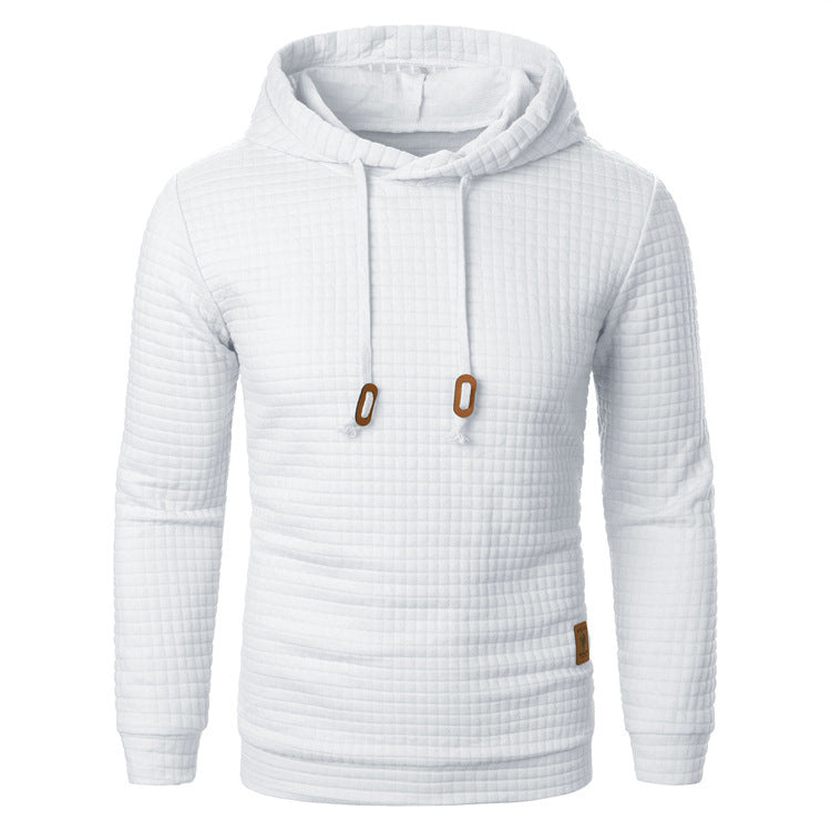 Men's Jacquard Hooded Sweater Long-sleeved Hoodie Warm Solid Sports Top
