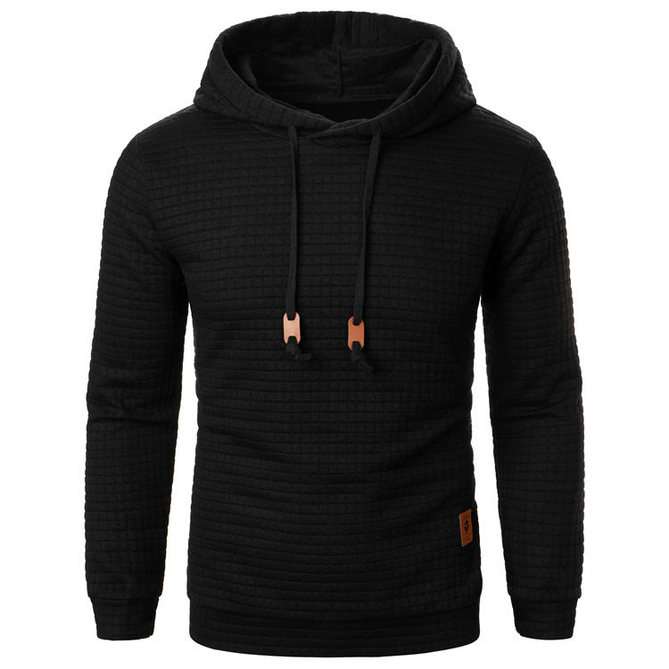 Men's Jacquard Hooded Sweater Long-sleeved Hoodie Warm Solid Sports Top