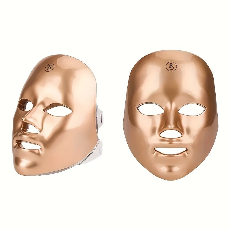 Rechargeable 7-color LED face mask facial care tool, Face Light Beige Care, Face Massager Tool, Face Tools, Facial Light Beige Care, Beauty Device, Skincare Routine Tool, Compact Facial Device, Modern Beauty Tool, Rechargeabl