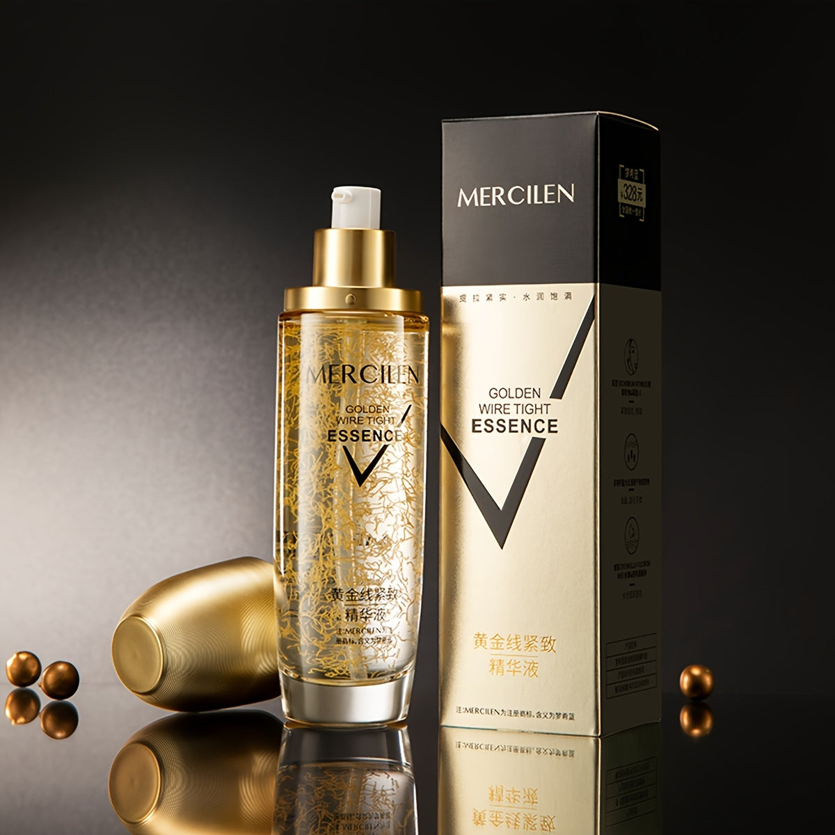 MERCILEN Golden Thread Firming Essence - Hydrating & Tightening, Alcohol-Free Gel Formula with Hyaluronic Acid & Glycerin for Sensitive Skin, Moisturizing Face Serum,Skincare