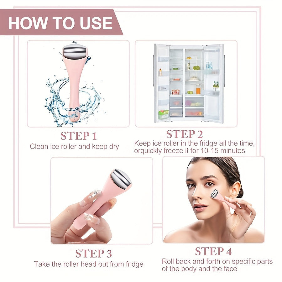 1pc Double Head Stainless Steel Ice Roller Eye Massage Stick Dual-Use Face Cream Eye Cream Spoon Face Ice Dressing Beauty Stick Eye Massage Tool, Beauty, Facial Massage, Sleek Design, Dualuse Tool, Highquality Rollers, Durabl