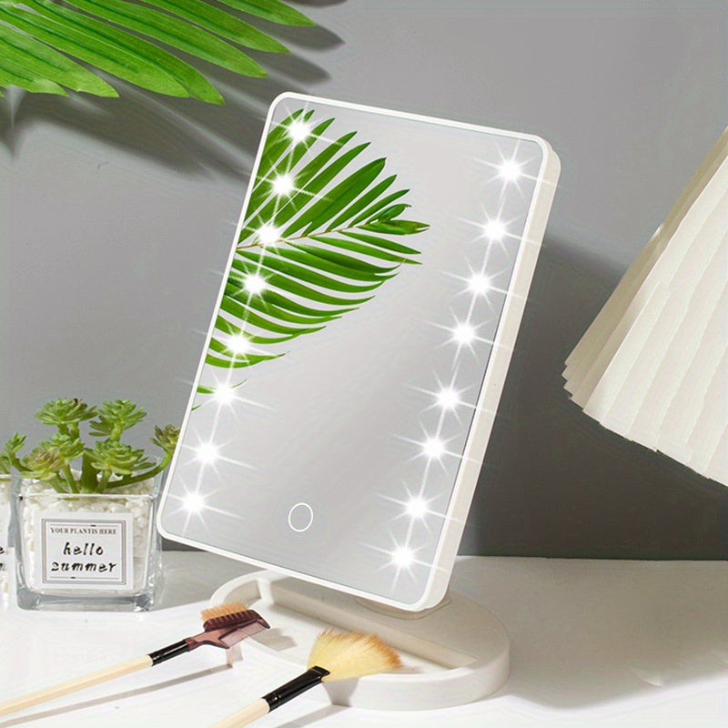 1pc Makeup Mirror light, Battery power & USB Dual-use Beauty Mirror with 3 brightness,Touch Screen Vanity Mirror, Brightness Adjustable Cosmetic Light Up Mirror, Portable Dormitory Bedroom Desktop Vanity Mirror with Light,Mot