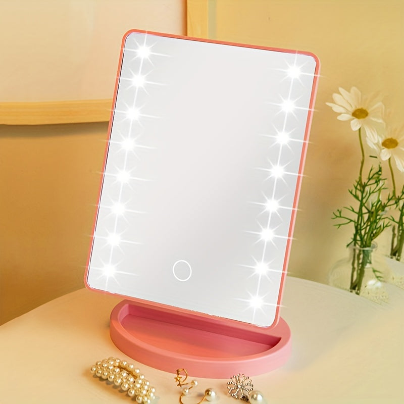 1pc Makeup Mirror light, Battery power & USB Dual-use Beauty Mirror with 3 brightness,Touch Screen Vanity Mirror, Brightness Adjustable Cosmetic Light Up Mirror, Portable Dormitory Bedroom Desktop Vanity Mirror with Light,Mot