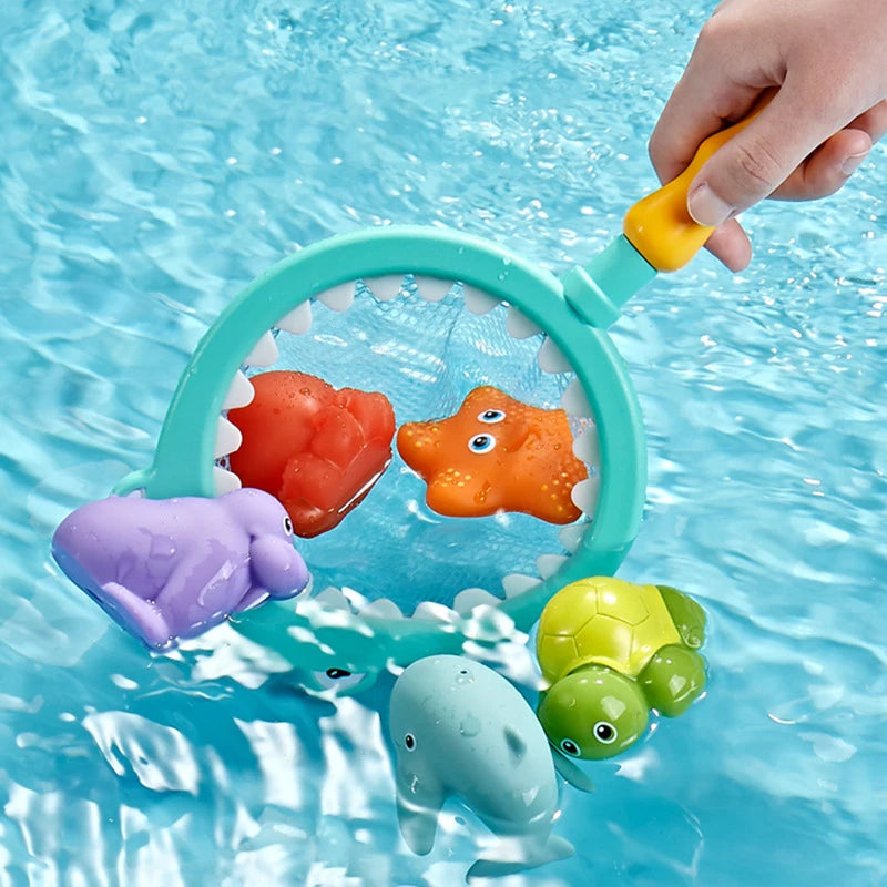 Baby Bath Toy Cute Animal Bath Toy Bathtub Swimming Soft Rubber Float Parent-child Interaction Catch Fish Game Toys Funny Gifts