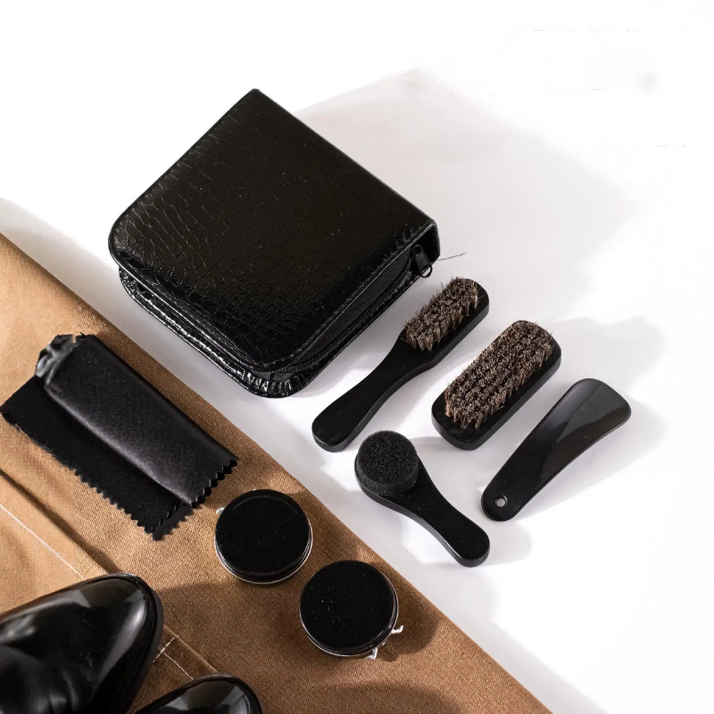 Shoe Care Kit for Men's Multipurpose Leather Shoes Portable Cleaning for Men