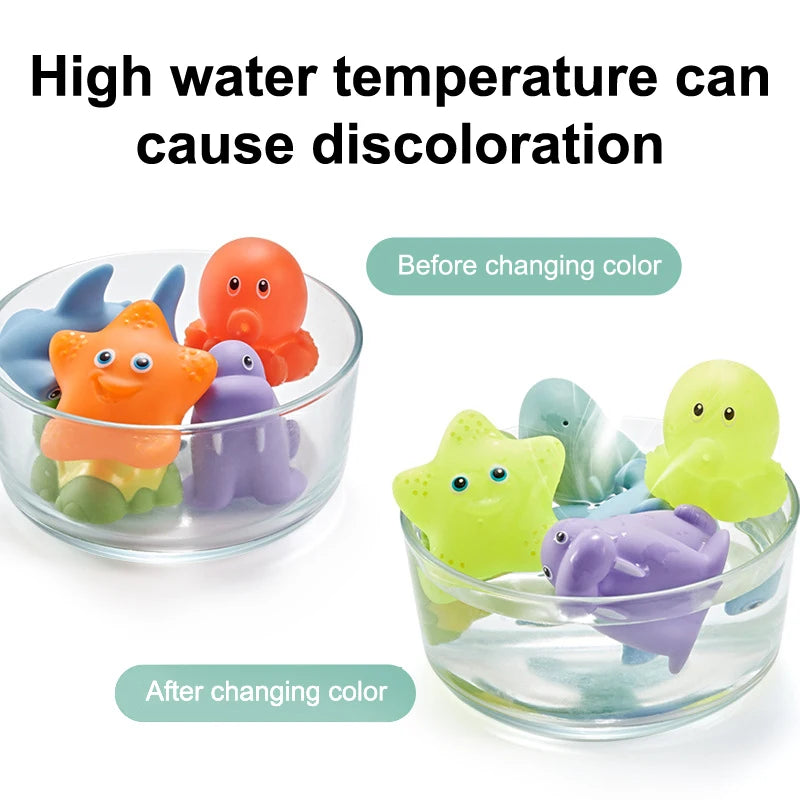 Baby Bath Toy Cute Animal Bath Toy Bathtub Swimming Soft Rubber Float Parent-child Interaction Catch Fish Game Toys Funny Gifts