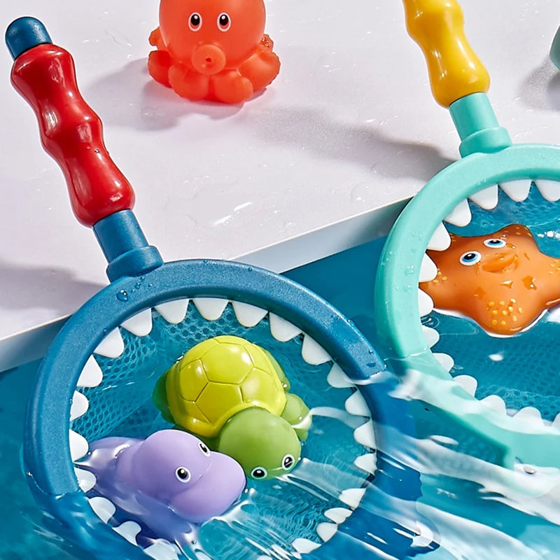 Baby Bath Toy Cute Animal Bath Toy Bathtub Swimming Soft Rubber Float Parent-child Interaction Catch Fish Game Toys Funny Gifts