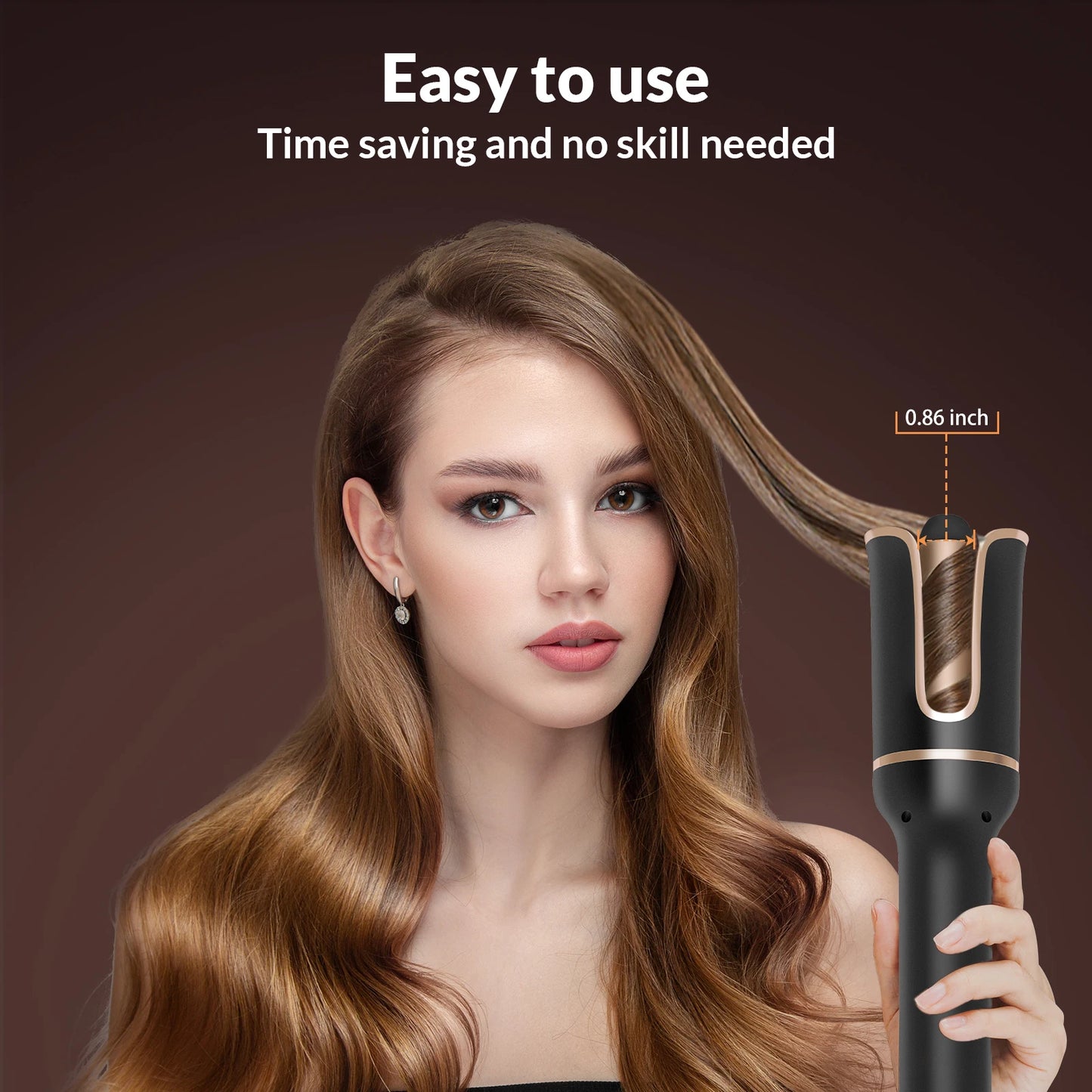 Automatic Curling Iron Electric Automatically Curly Tongs Hair Curler Machine Portable Professional Auto Rotating Wand Curl