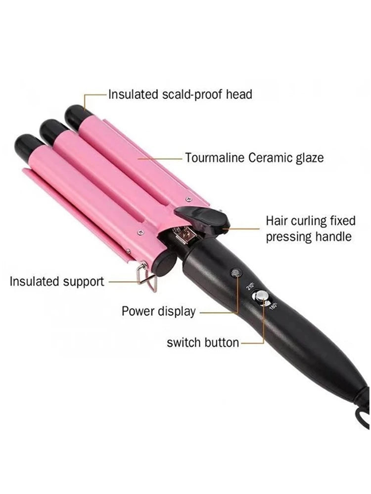 IRUIBEAUTY Professional Hair Curling Iron Ceramic Triple Barrel Hair Curler Irons  Hair Styler Hair Waver Styling Tools