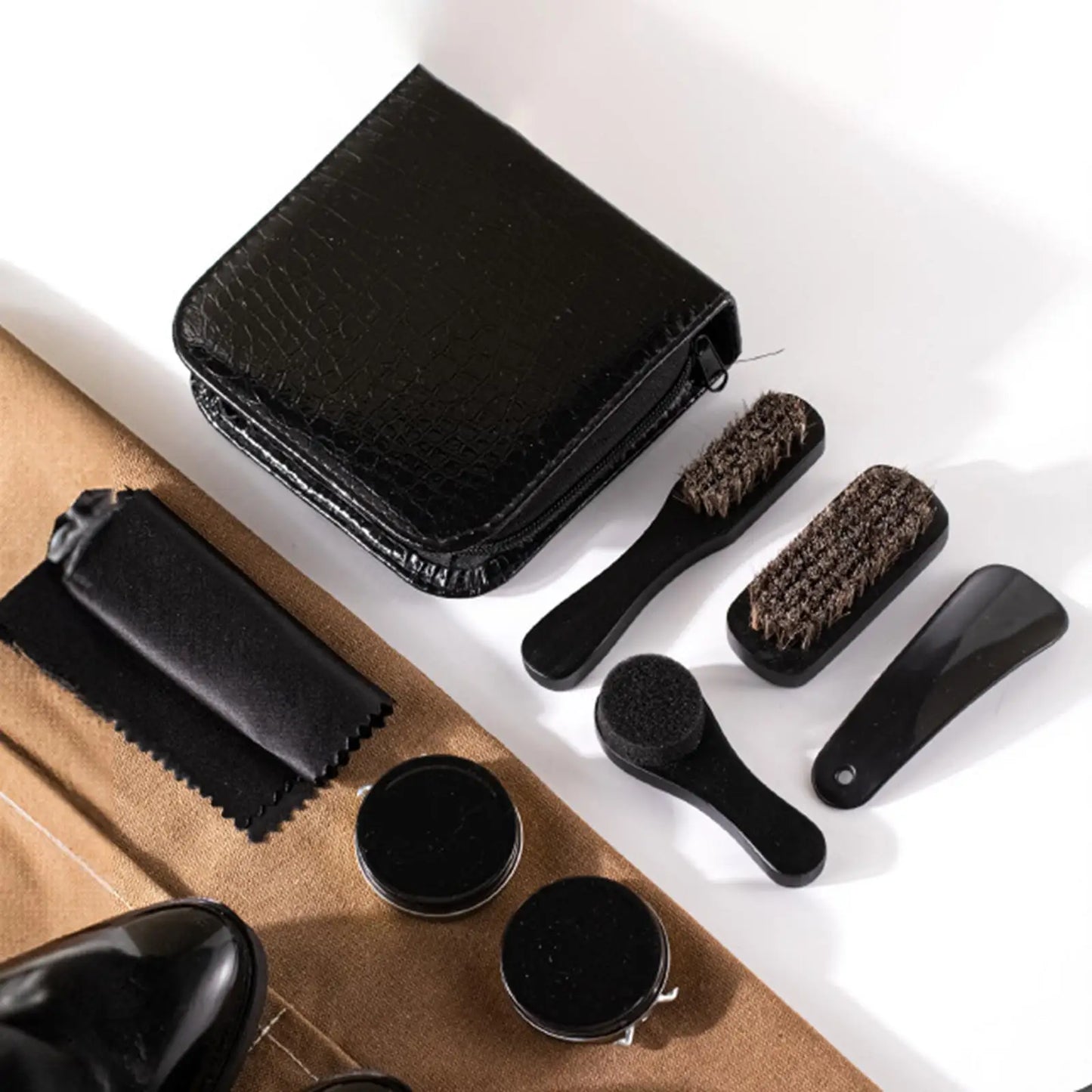 Shoe Care Kit for Men's Multipurpose Leather Shoes Portable Cleaning for Men