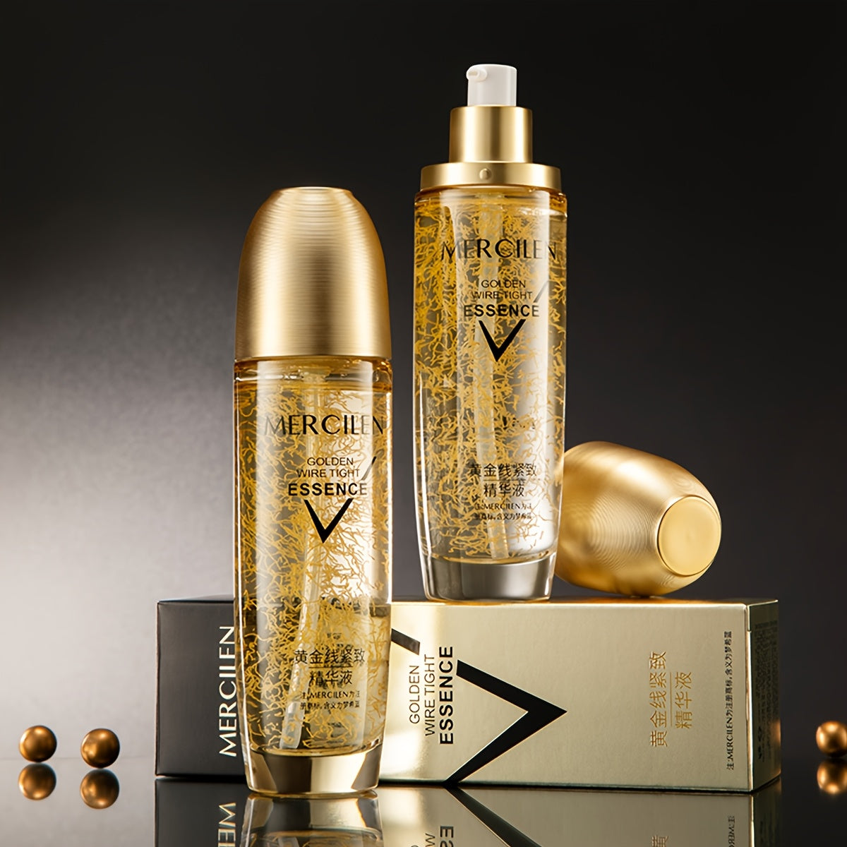 MERCILEN Golden Thread Firming Essence - Hydrating & Tightening, Alcohol-Free Gel Formula with Hyaluronic Acid & Glycerin for Sensitive Skin, Moisturizing Face Serum,Skincare