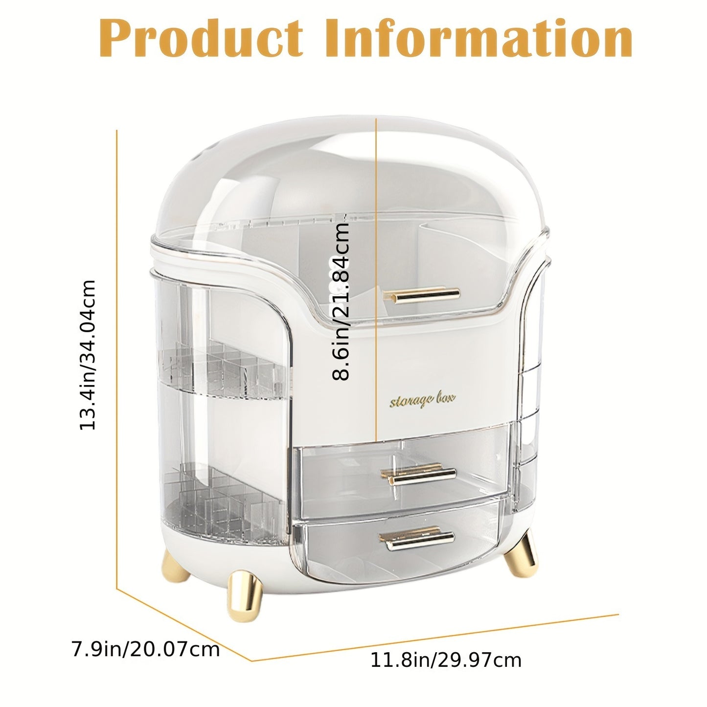 Makeup Storage Organiser with Clear Lid, Skincare Organiser Drawers Beauty Holder Cosmetic Organisers for Bathroom, DressingTable Organiser Dustproof Waterproof