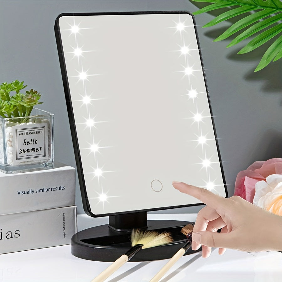 1pc Makeup Mirror light, Battery power & USB Dual-use Beauty Mirror with 3 brightness,Touch Screen Vanity Mirror, Brightness Adjustable Cosmetic Light Up Mirror, Portable Dormitory Bedroom Desktop Vanity Mirror with Light,Mot