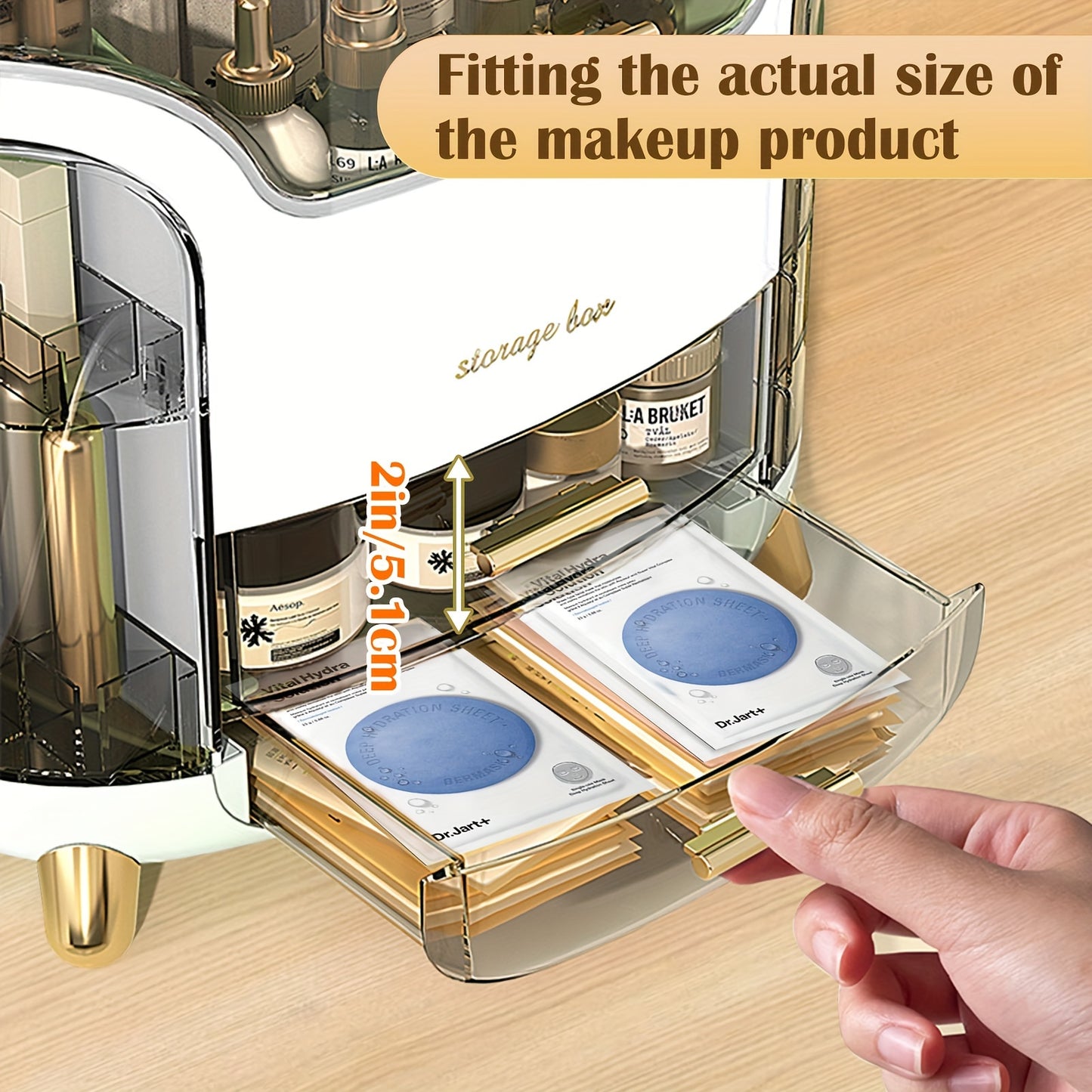 Makeup Storage Organiser with Clear Lid, Skincare Organiser Drawers Beauty Holder Cosmetic Organisers for Bathroom, DressingTable Organiser Dustproof Waterproof