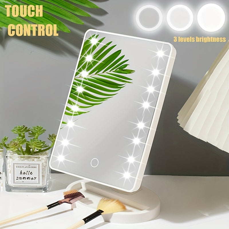 1pc Makeup Mirror light, Battery power & USB Dual-use Beauty Mirror with 3 brightness,Touch Screen Vanity Mirror, Brightness Adjustable Cosmetic Light Up Mirror, Portable Dormitory Bedroom Desktop Vanity Mirror with Light,Mot