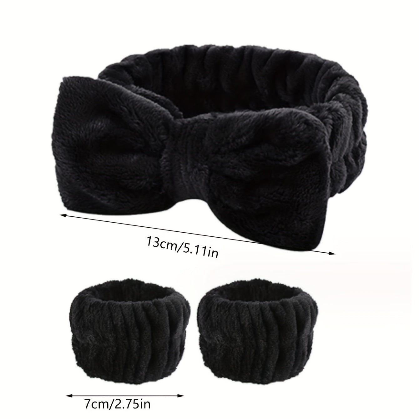 24pcs/Set Plush Headband Wristbands Set, Coral Fleece Headband And Wristbands For Washing Face Skincare Spa Wear