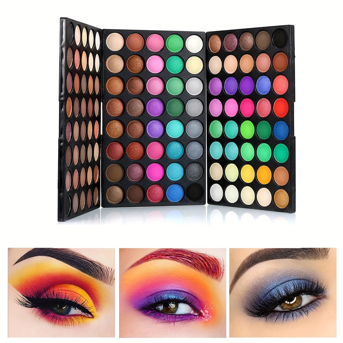 120 Colors Mini Eyeshadow Palette Makeup Gift Set, Professional 3-layer Highly Pigmented Nude Warm Color Tone Matte Shimmer Glitter Finish Natural Colorful Makeup Eyeshadow Palette Set For Music Festival
