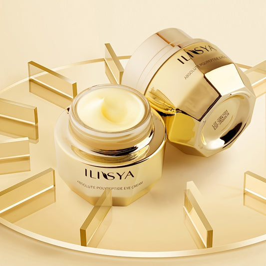 ILISYA Pure Eye Cream for Hydration, Moisturizing & Firming - Formaldehyde-Free, Luxury Golden Design with Spherical Glass Jar & Metallic Accents, Suitable for All Light Beige Types Including Sensitive, Daily Use & Holiday Gi
