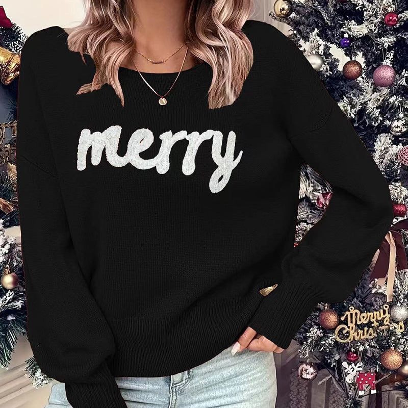 Knitted Women Crew Neck Sweater Loose Pullover Female Jumper Elegant Spring Warm Spring New Year Trendy Christmas Sweater
