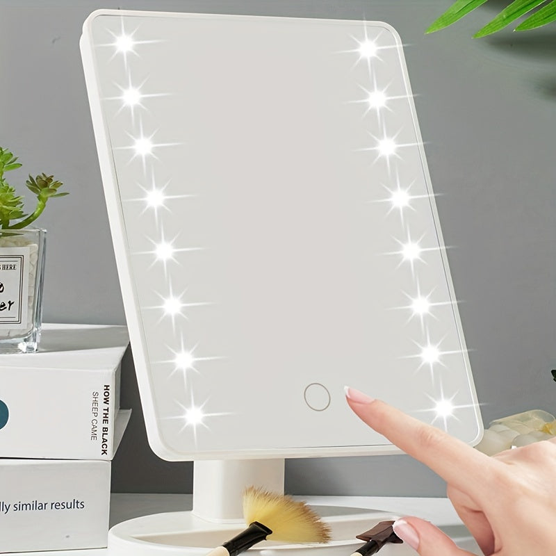 1pc Makeup Mirror light, Battery power & USB Dual-use Beauty Mirror with 3 brightness,Touch Screen Vanity Mirror, Brightness Adjustable Cosmetic Light Up Mirror, Portable Dormitory Bedroom Desktop Vanity Mirror with Light,Mot